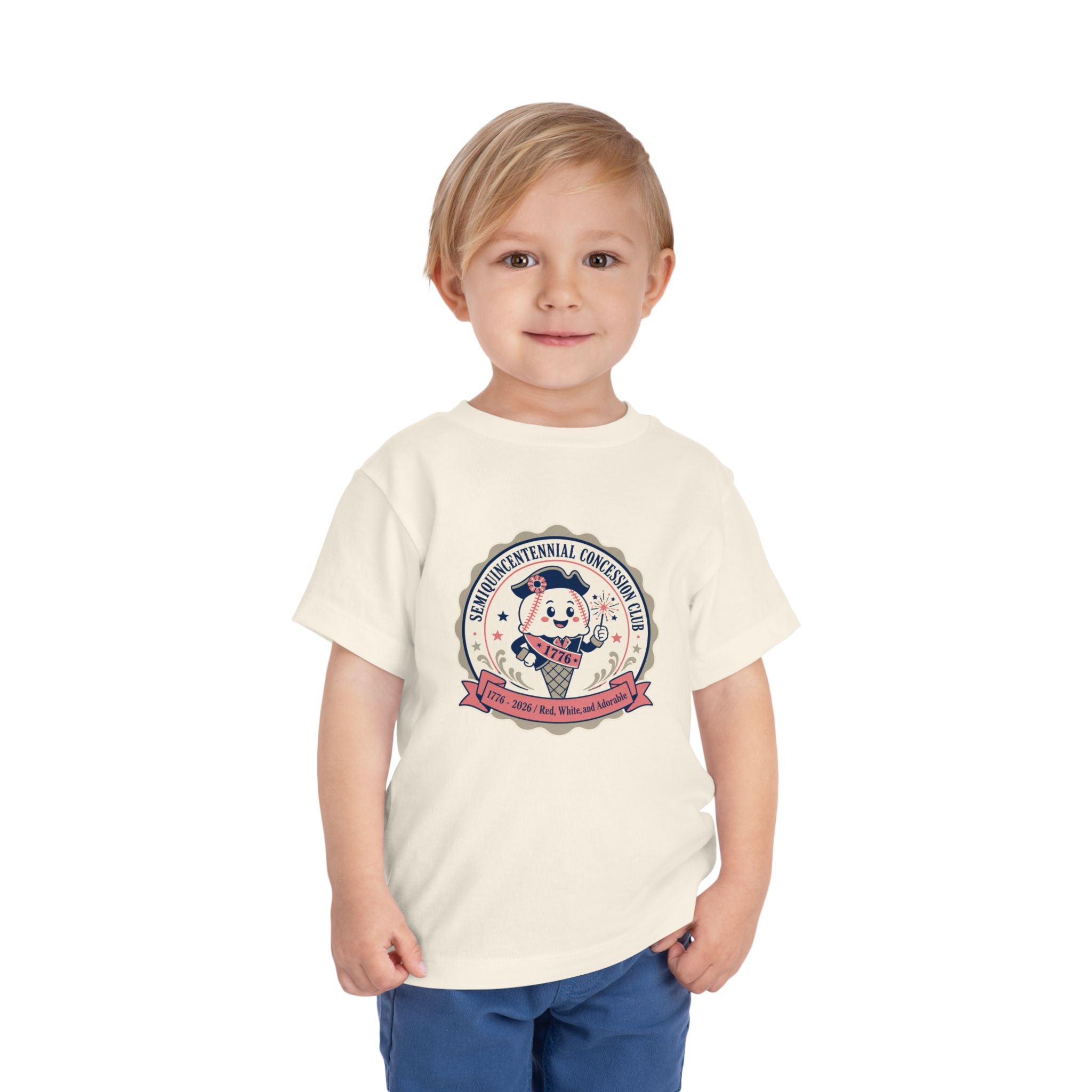 Retro Ice Cream Mascot Toddler Tee – Semiquincentennial Concession Club Kids Shirt (1776–2026)