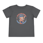 Retro Popcorn Toddler Tee — “Poppin’ Into Freedom” 250th Anniversary Patriotic Popcorn Graphic