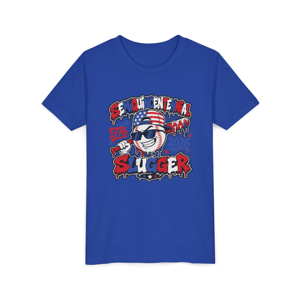 Youth Tee - 'Semiquincentennial Slugger 1776-2026' Patriotic 250th Anniversary Baseball Shirt