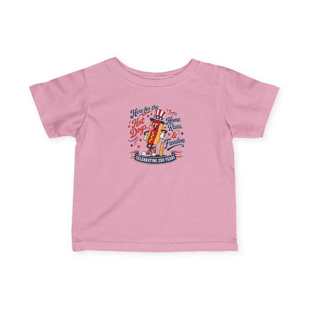 Infant Tee — "Here’s to the Hot Dog Home Run & Fireworks" 4th of July Baby Shirt