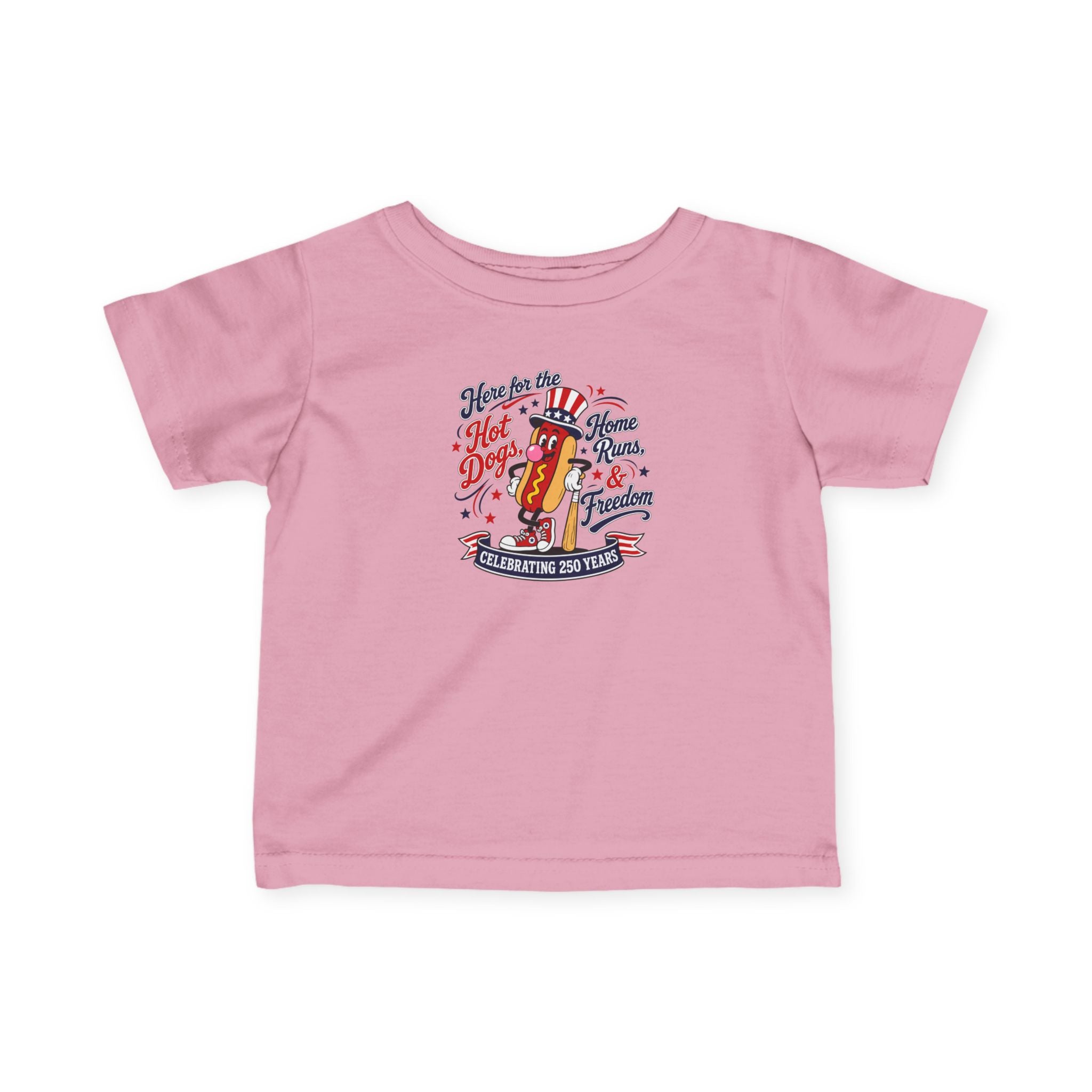 Infant Tee — "Here’s to the Hot Dog Home Run & Fireworks" 4th of July Baby Shirt