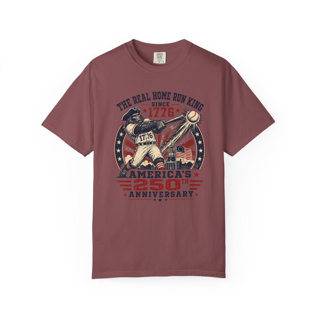 America 250th Anniversary Baseball T-Shirt – "The Real Home Run King Since 1776"