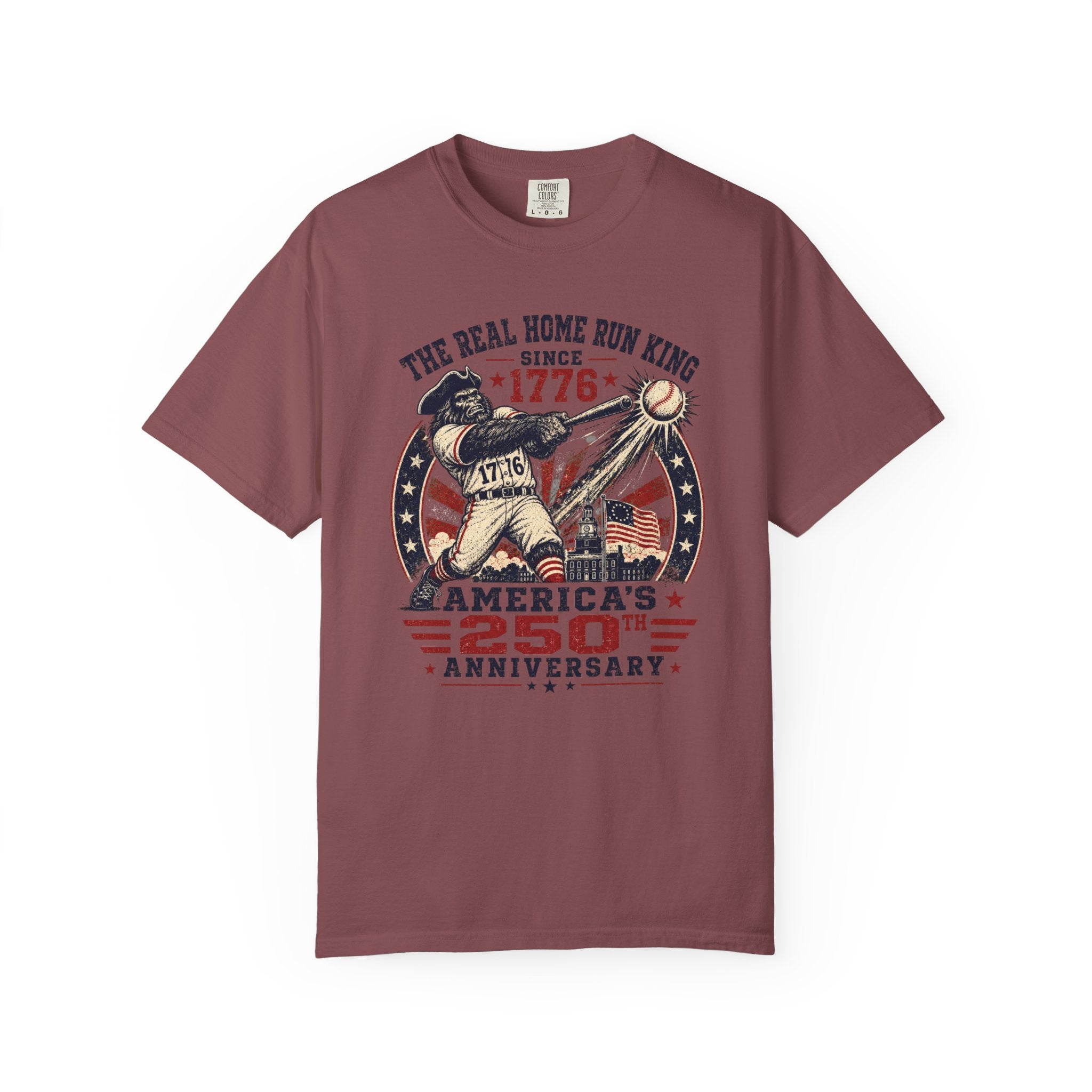 America 250th Anniversary Baseball T-Shirt – "The Real Home Run King Since 1776"