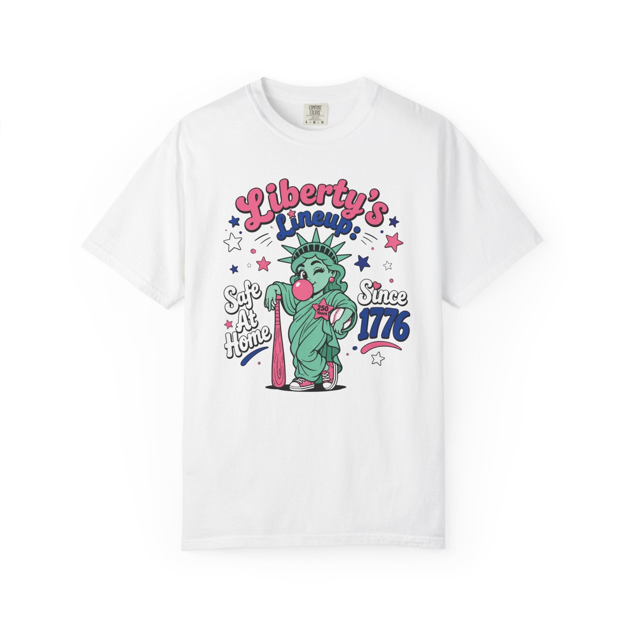 T-Shirt — "Liberty's Lineup" Statue of Liberty Funny 1776 Fourth of July Tee