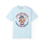T-Shirt — "Poppin' Into Freedom" 250th Anniversary Patriotic Popcorn Tee