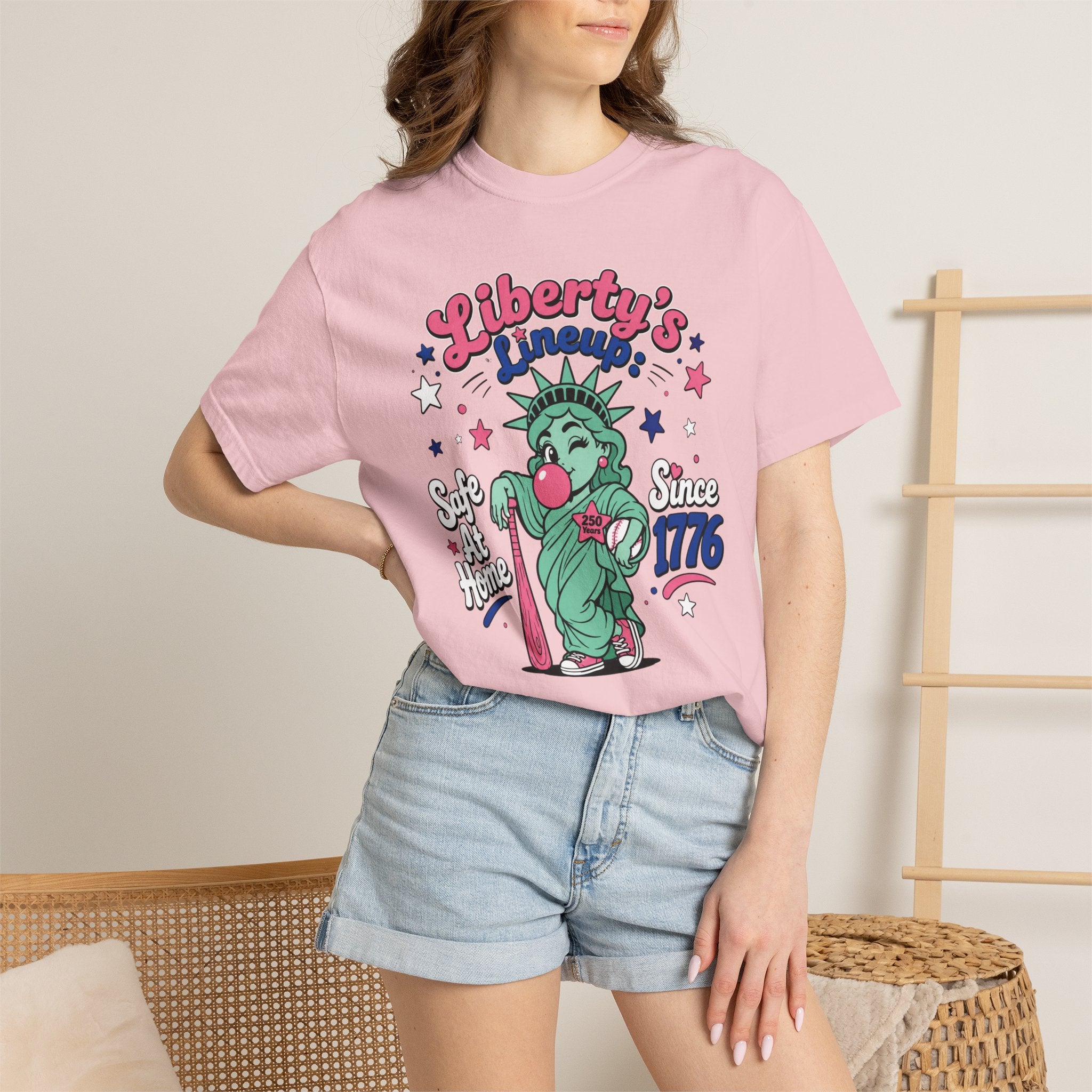 T-Shirt — "Liberty's Lineup" Statue of Liberty Funny 1776 Fourth of July Tee