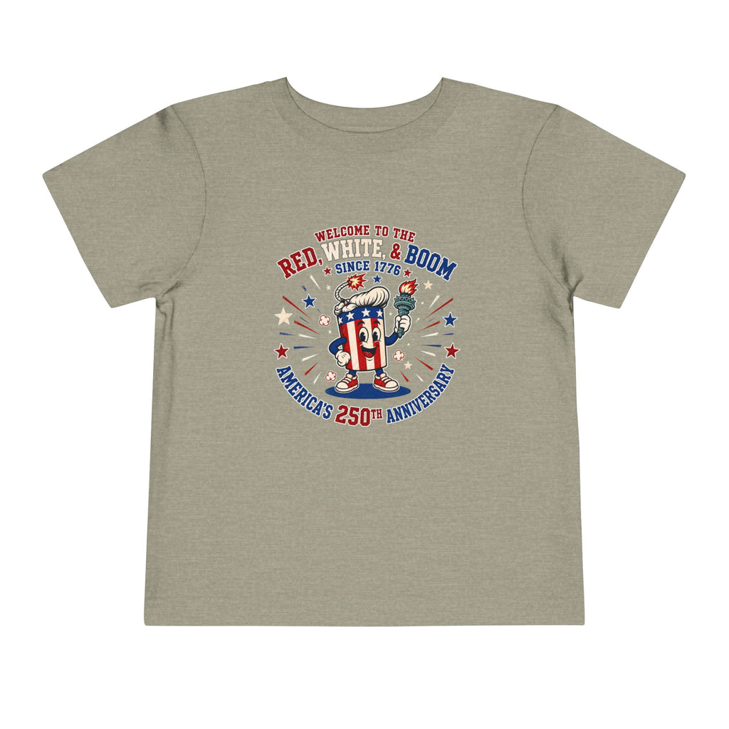 Toddler Tee - "Red, White & Boom" America's 250th Anniversary Patriotic Shirt