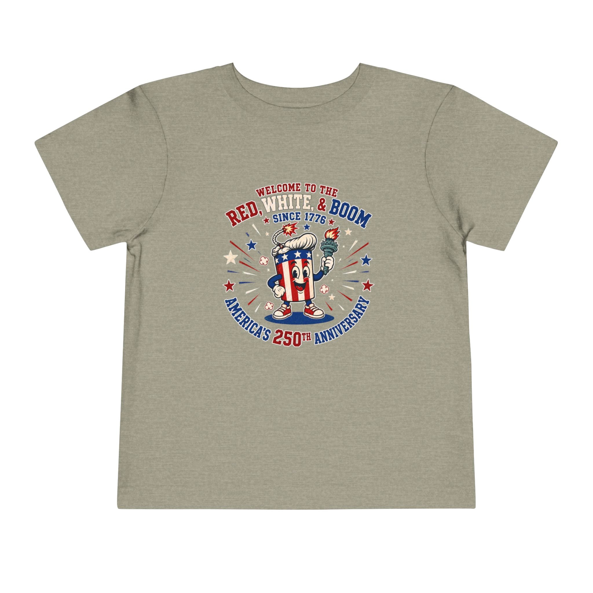 Toddler Tee - "Red, White & Boom" America's 250th Anniversary Patriotic Shirt