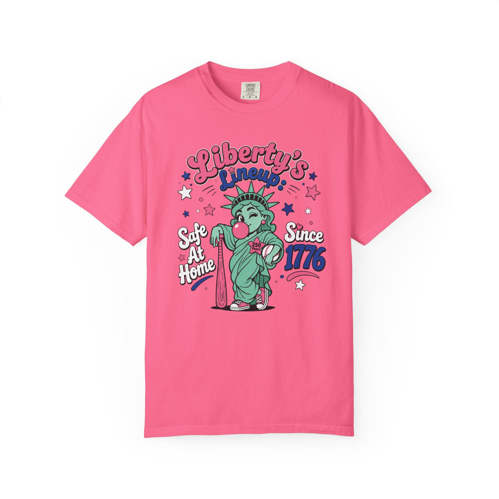 T-Shirt — "Liberty's Lineup" Statue of Liberty Funny 1776 Fourth of July Tee