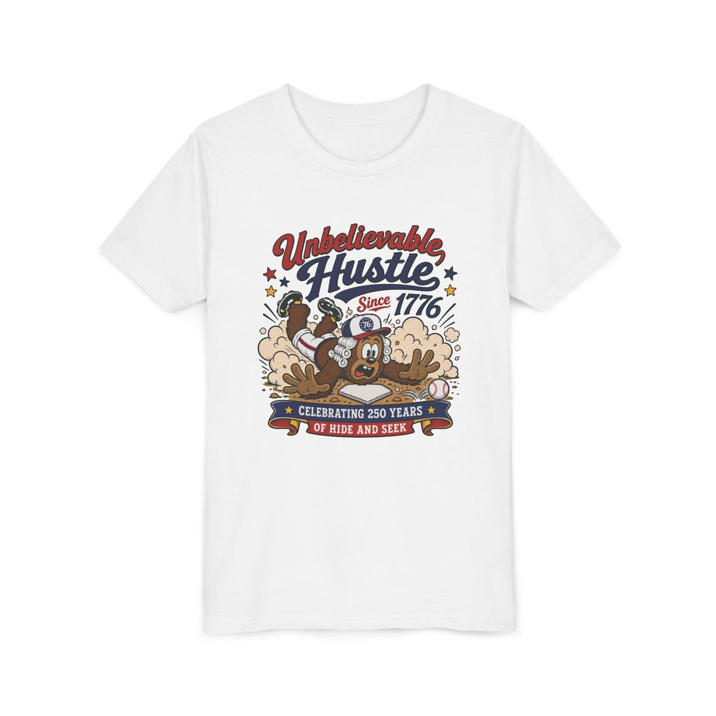 Youth Tee — "Unbelievable Hustle Since 1776" Patriotic Kids T-Shirt (Celebrating 250 Years)
