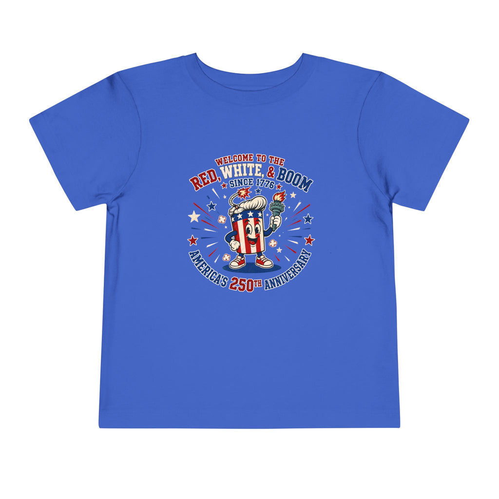 Toddler Tee - "Red, White & Boom" America's 250th Anniversary Patriotic Shirt