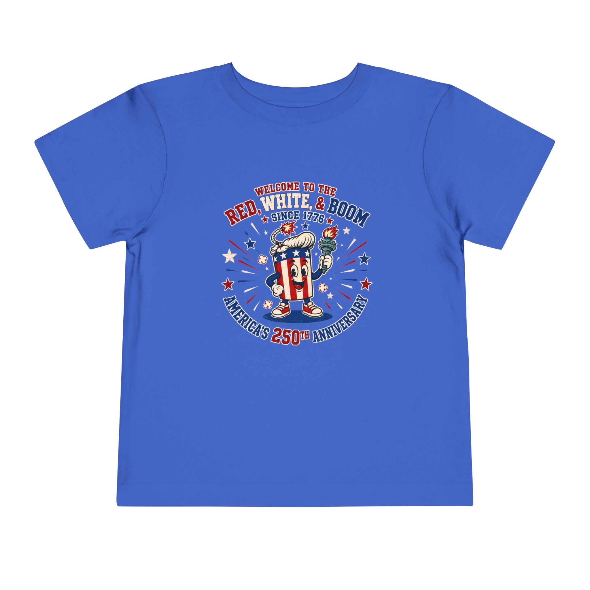 Toddler Tee - "Red, White & Boom" America's 250th Anniversary Patriotic Shirt