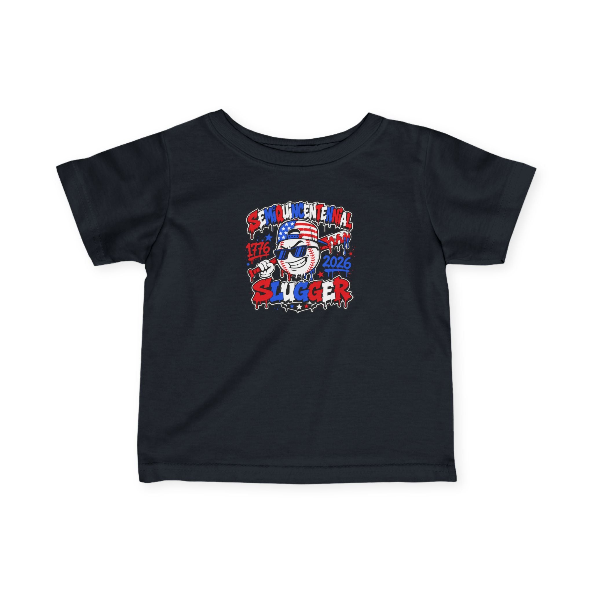 Infant Tee — 'Seasoned Slugger' Patriotic 1776–2026 Baby Shirt