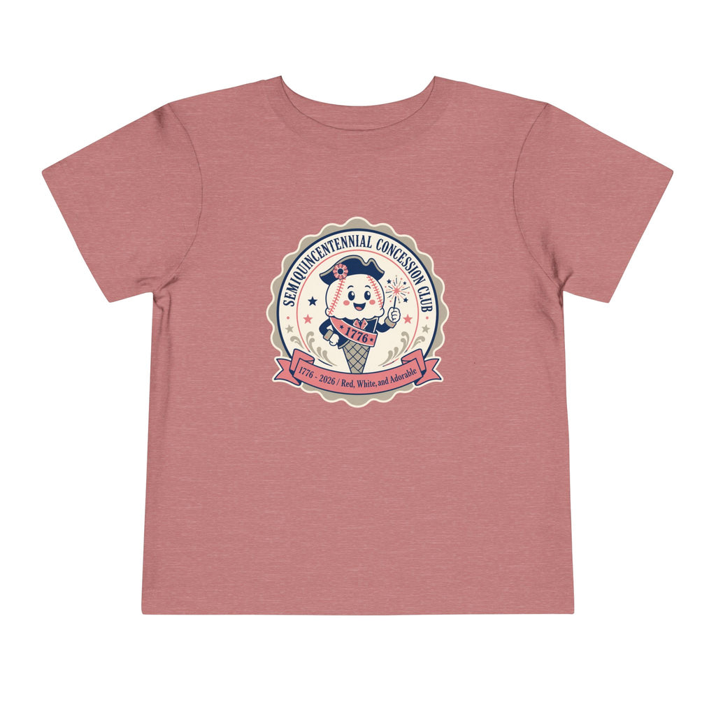 Retro Ice Cream Mascot Toddler Tee – Semiquincentennial Concession Club Kids Shirt (1776–2026)