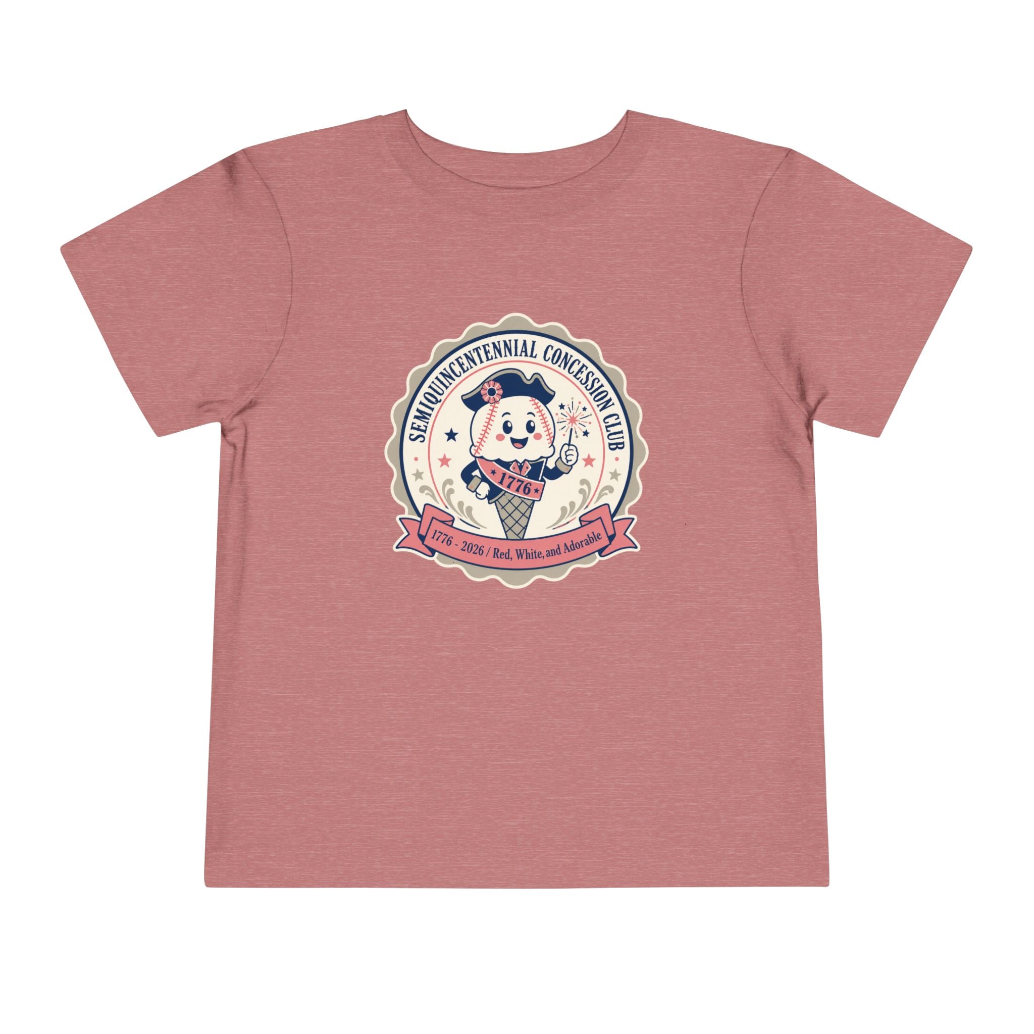 Retro Ice Cream Mascot Toddler Tee – Semiquincentennial Concession Club Kids Shirt (1776–2026)
