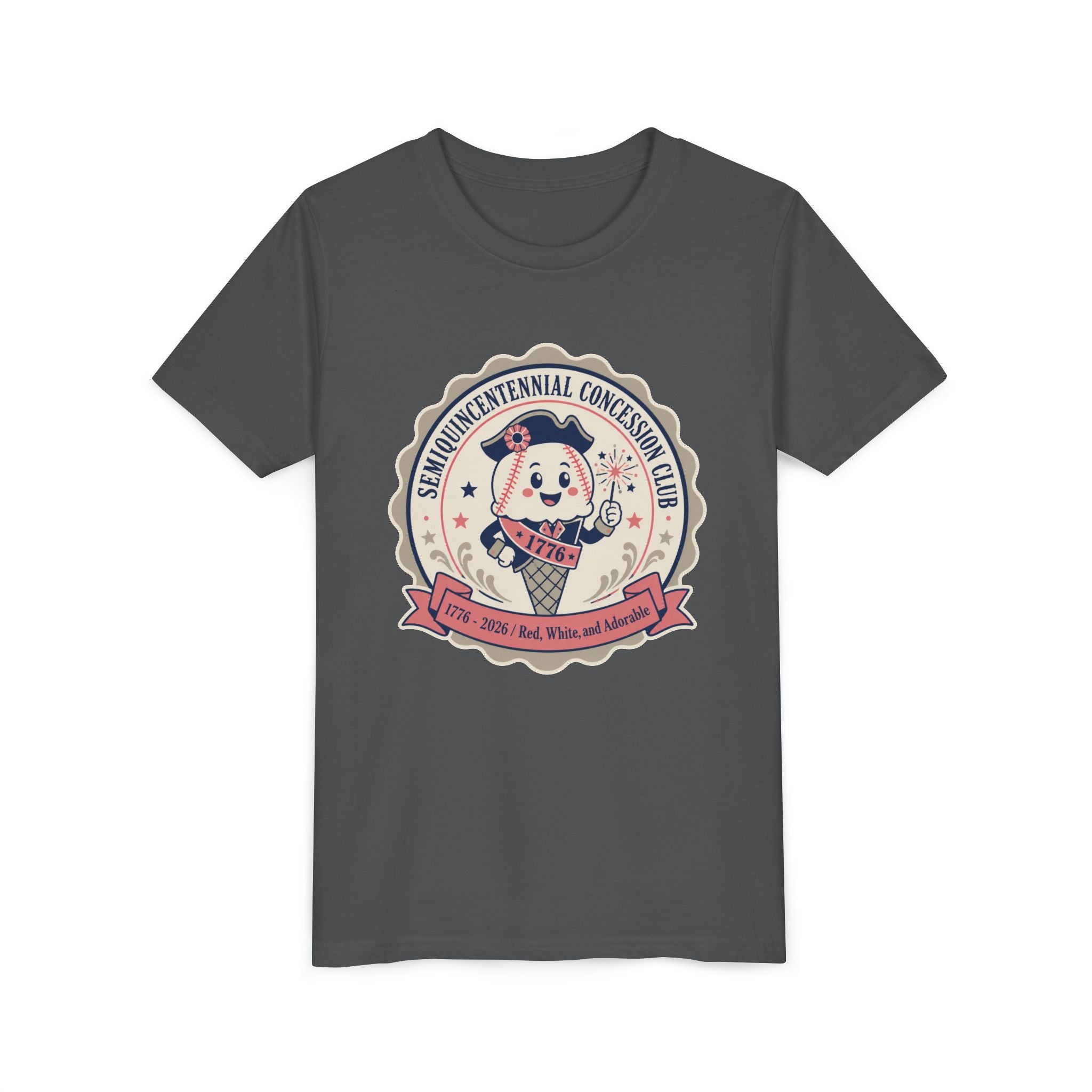 Youth Tee - Semiquincentennial Concession Club Retro Mascot Kids Shirt (1776–2026)
