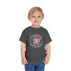 Retro Popcorn Toddler Tee — “Poppin’ Into Freedom” 250th Anniversary Patriotic Popcorn Graphic