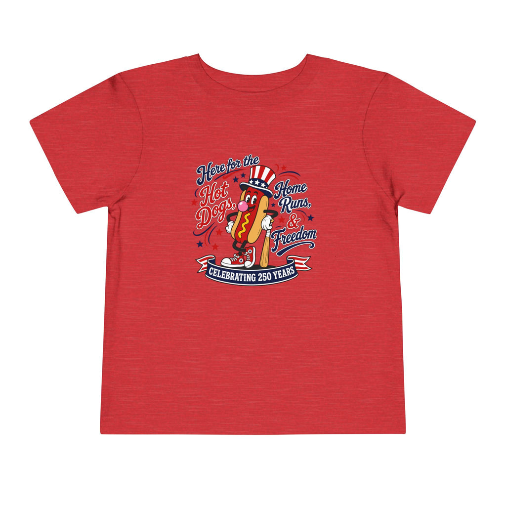Patriotic 'Here for the Hot Dogs' Toddler Tee — 4th of July Kids Shirt