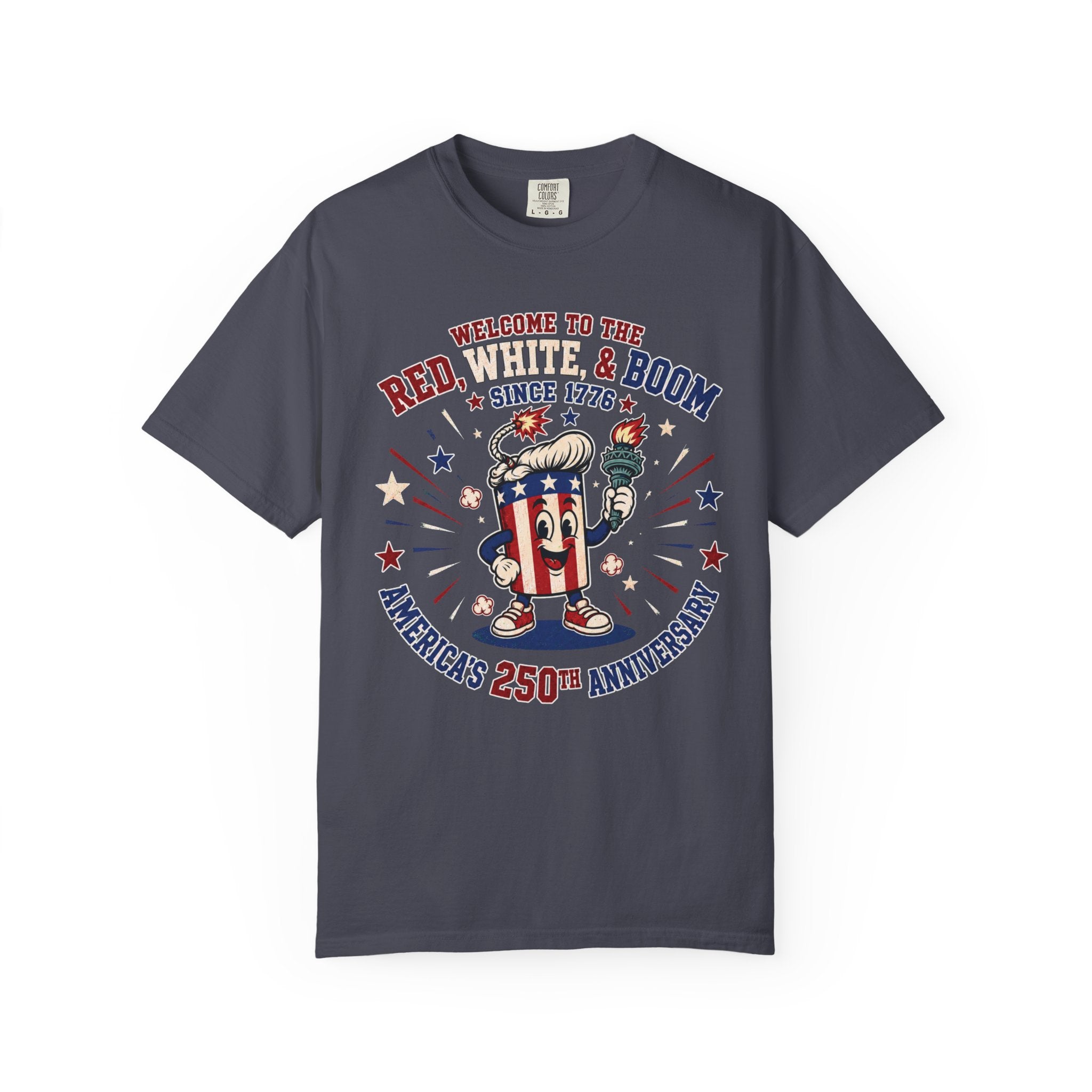 T-Shirt — "Red, White & Boom" America's 250th Anniversary Patriotic Tee