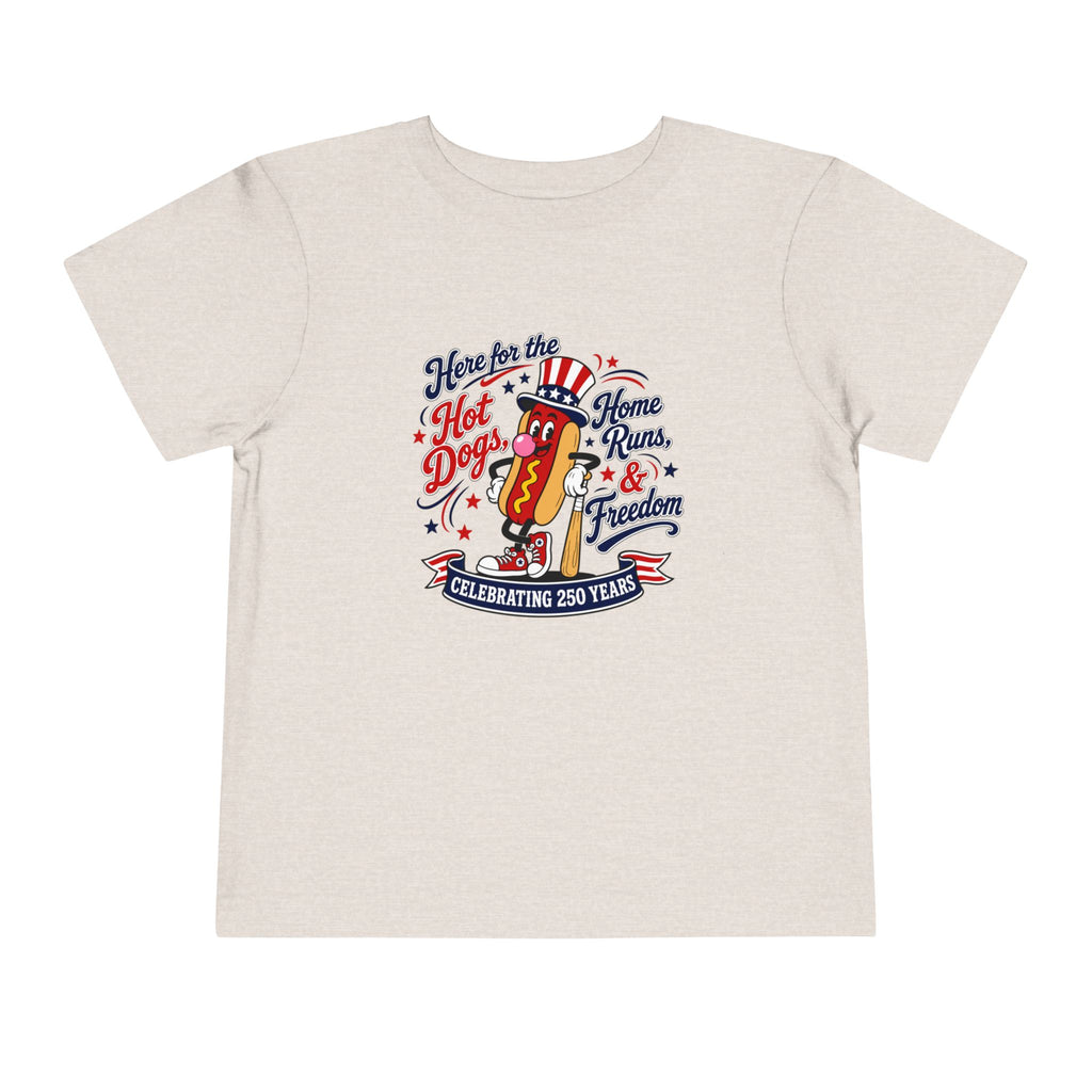 Patriotic 'Here for the Hot Dogs' Toddler Tee — 4th of July Kids Shirt