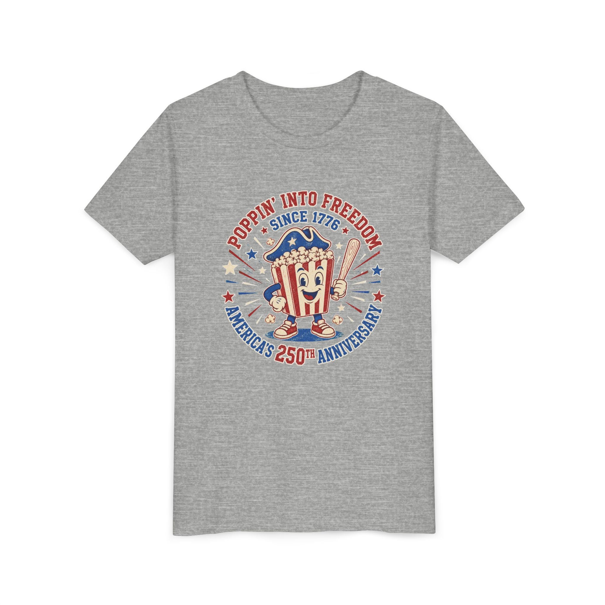 Youth Tee — "Poppin' Into Freedom" 250th Anniversary Patriotic Popcorn Shirt