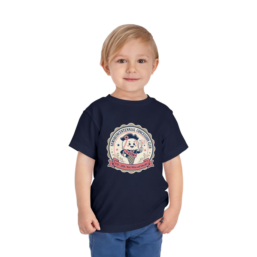 Retro Ice Cream Mascot Toddler Tee – Semiquincentennial Concession Club Kids Shirt (1776–2026)