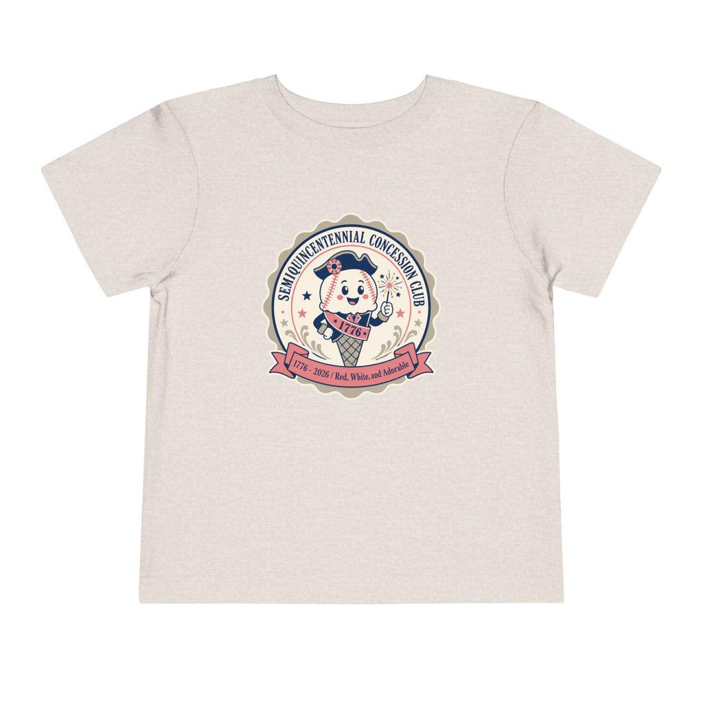 Retro Ice Cream Mascot Toddler Tee – Semiquincentennial Concession Club Kids Shirt (1776–2026)
