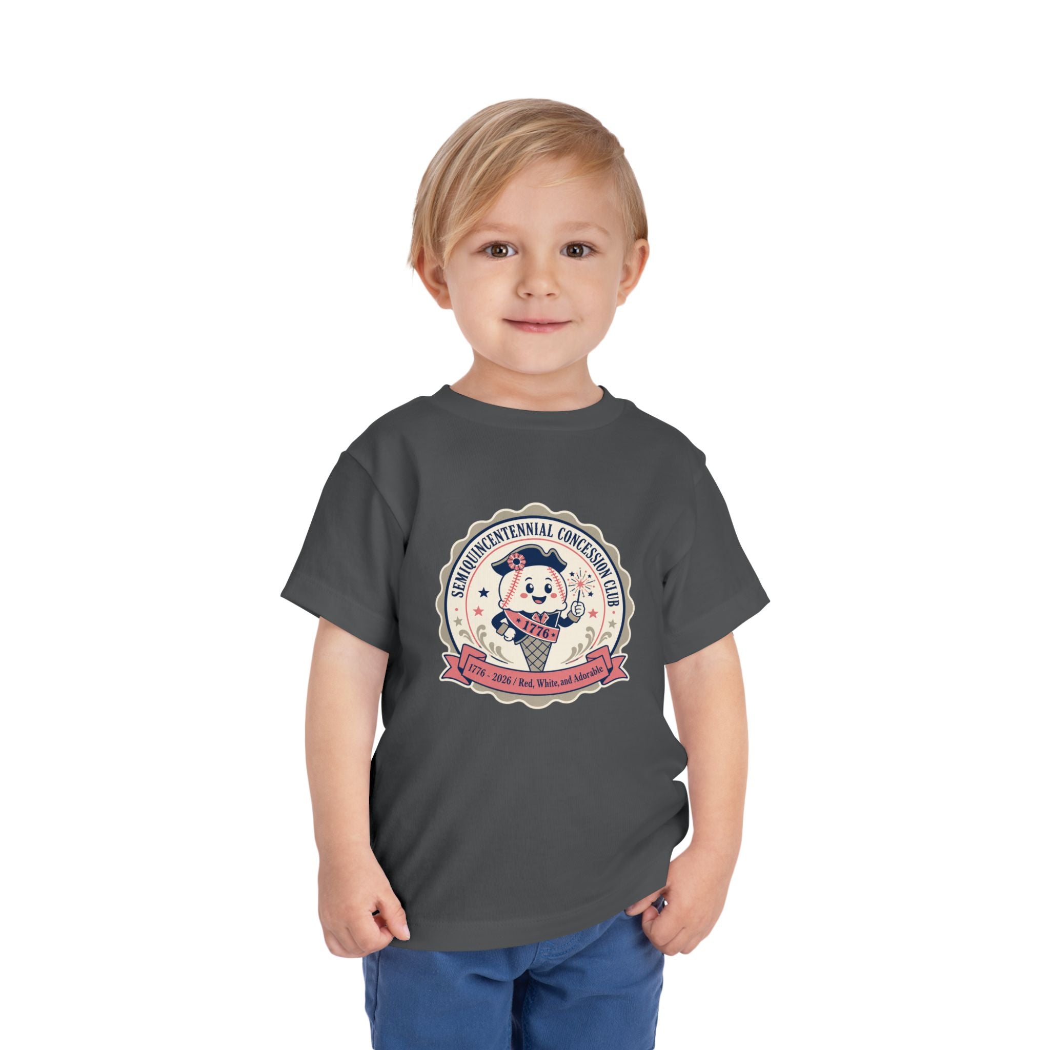 Retro Ice Cream Mascot Toddler Tee – Semiquincentennial Concession Club Kids Shirt (1776–2026)