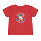 Retro Popcorn Toddler Tee — “Poppin’ Into Freedom” 250th Anniversary Patriotic Popcorn Graphic