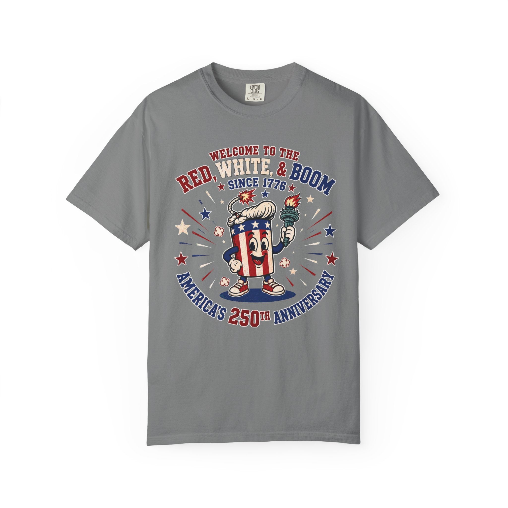 T-Shirt — "Red, White & Boom" America's 250th Anniversary Patriotic Tee