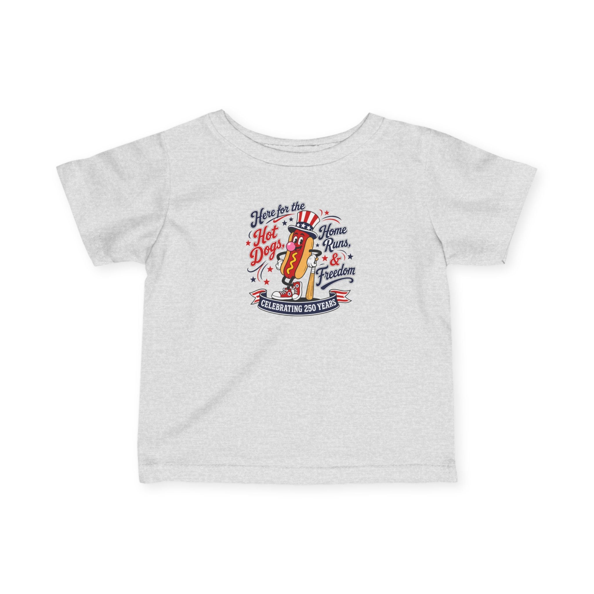 Infant Tee — "Here’s to the Hot Dog Home Run & Fireworks" 4th of July Baby Shirt