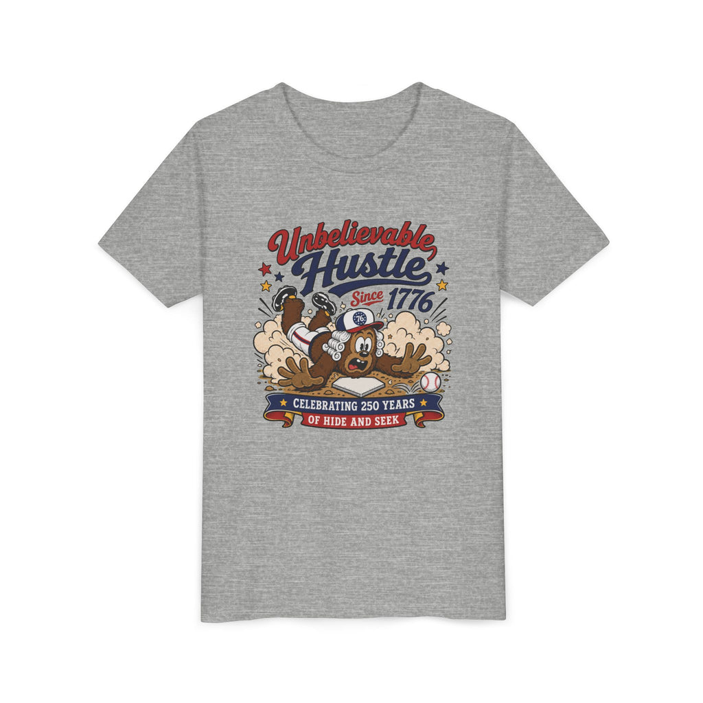 Youth Tee — "Unbelievable Hustle Since 1776" Patriotic Kids T-Shirt (Celebrating 250 Years)