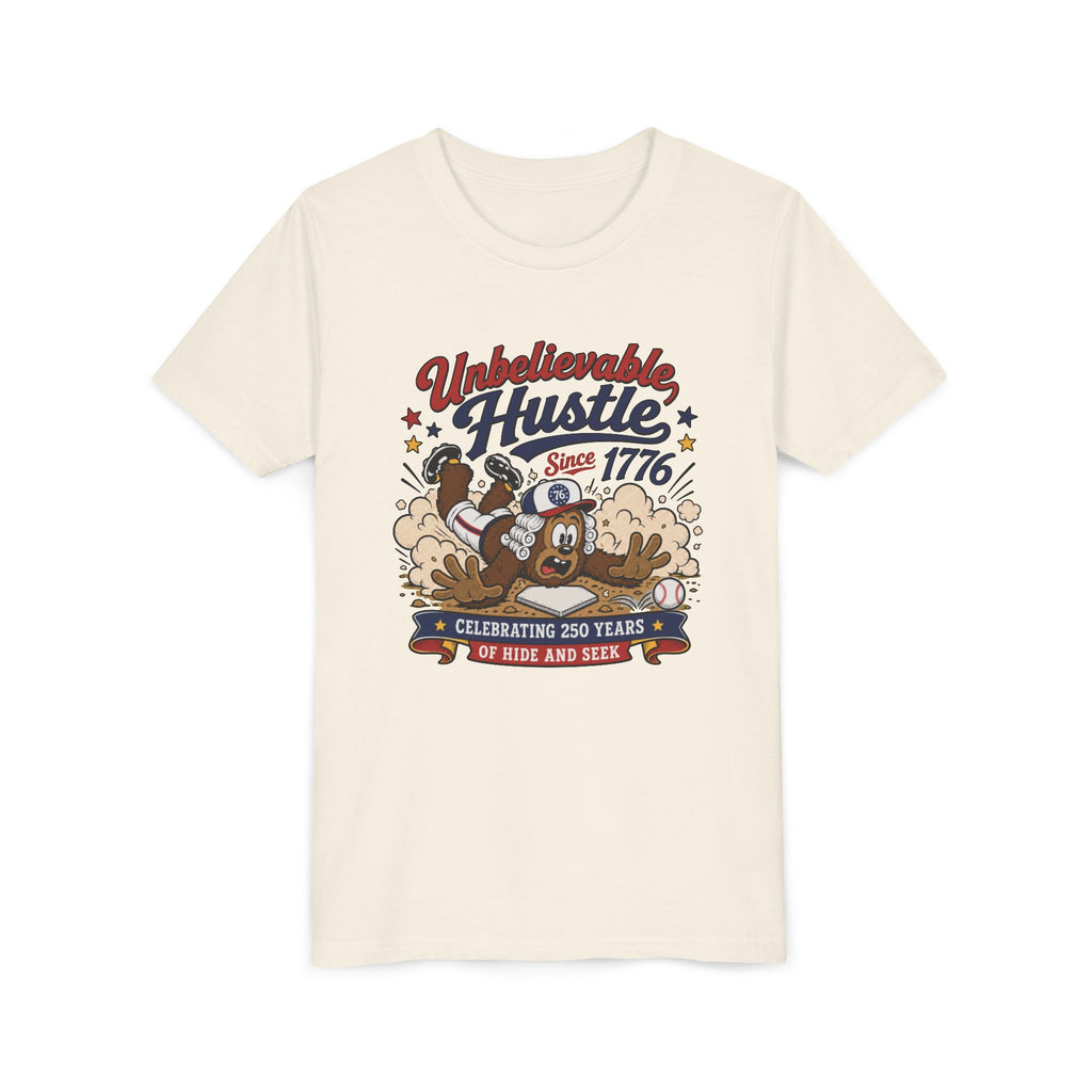 Youth Tee — "Unbelievable Hustle Since 1776" Patriotic Kids T-Shirt (Celebrating 250 Years)