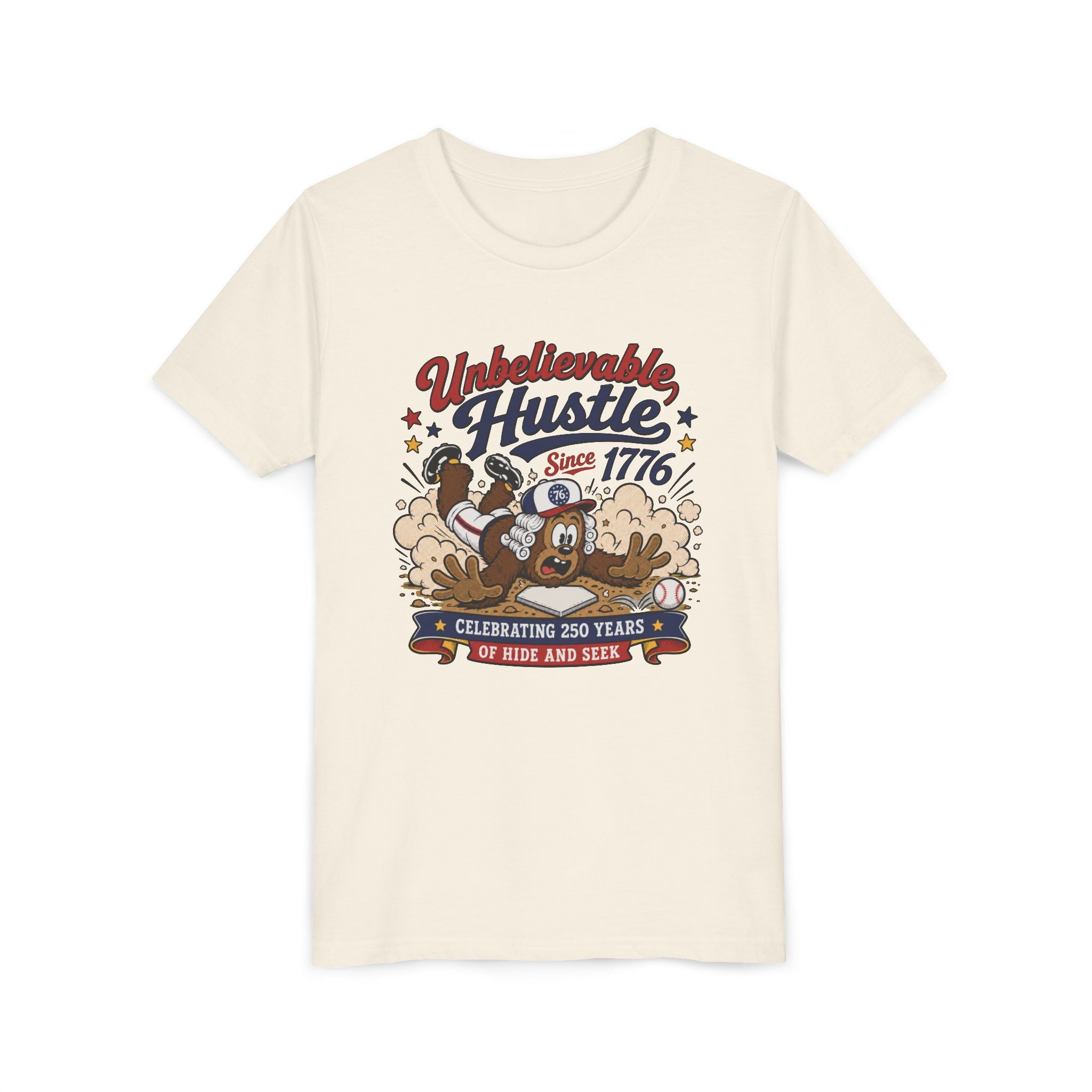 Youth Tee — "Unbelievable Hustle Since 1776" Patriotic Kids T-Shirt (Celebrating 250 Years)