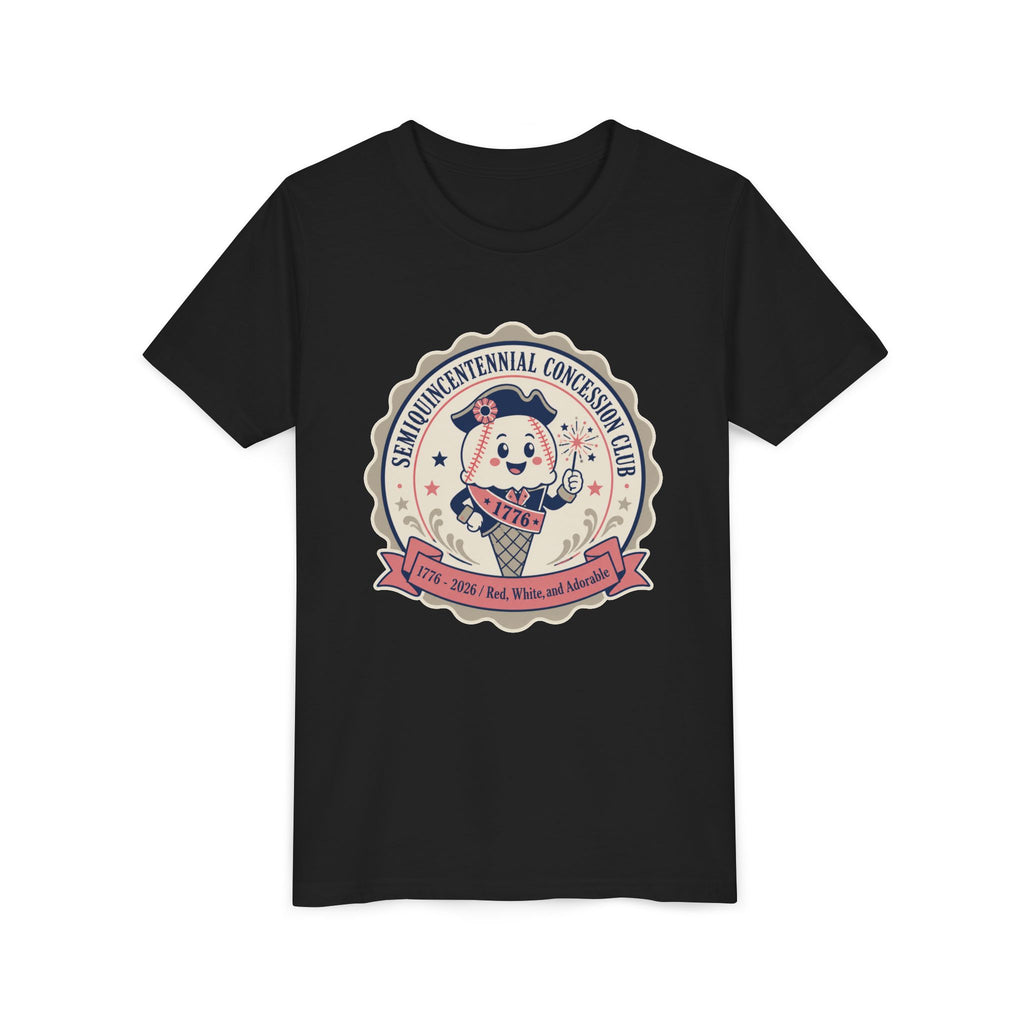Youth Tee - Semiquincentennial Concession Club Retro Mascot Kids Shirt (1776–2026)