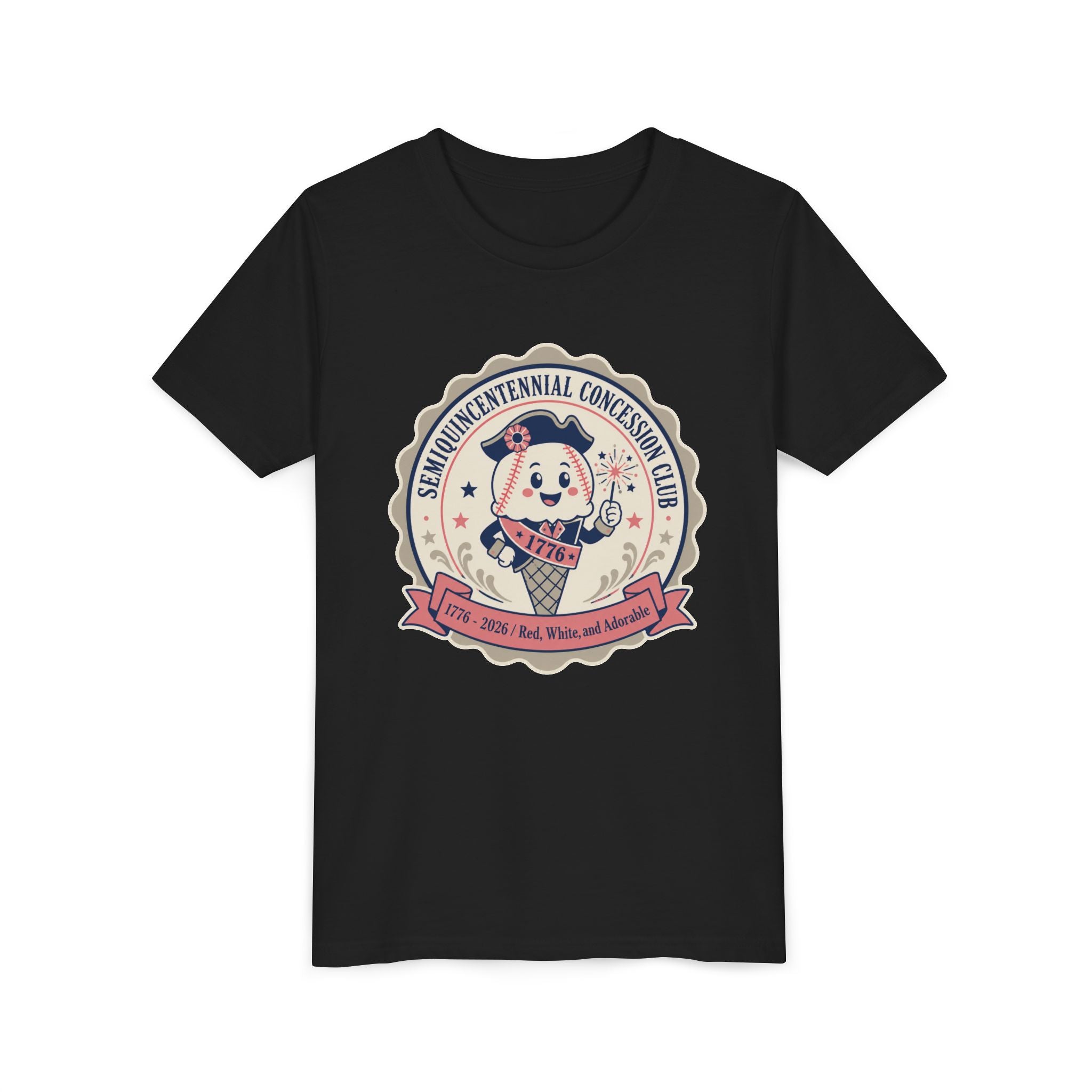 Youth Tee - Semiquincentennial Concession Club Retro Mascot Kids Shirt (1776–2026)