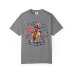T-Shirt — 'Here for the Hot Dogs, Home Runs & Freedom' 250th Celebration Patriotic Tee
