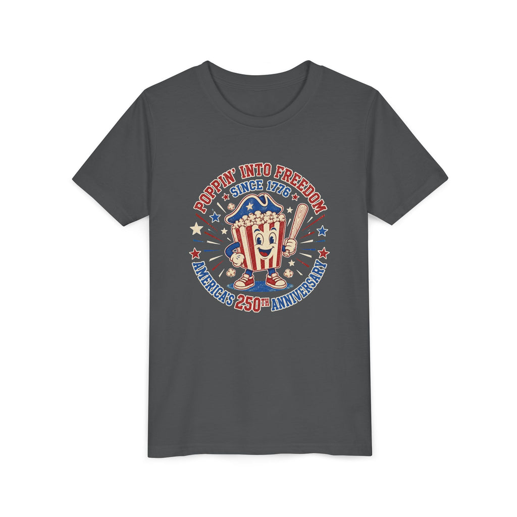 Youth Tee — "Poppin' Into Freedom" 250th Anniversary Patriotic Popcorn Shirt