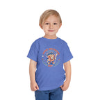 Retro Popcorn Toddler Tee — “Poppin’ Into Freedom” 250th Anniversary Patriotic Popcorn Graphic