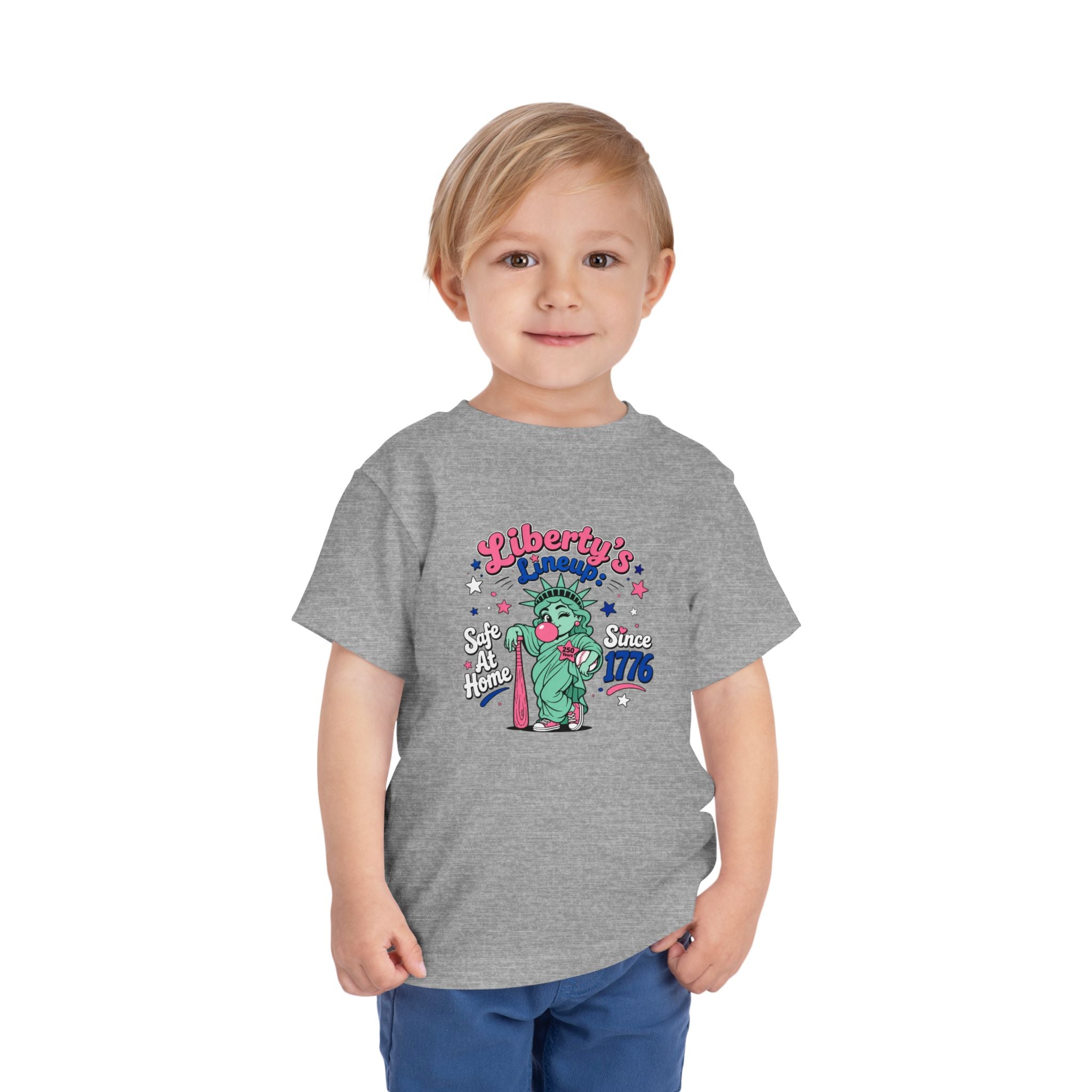 Liberty's Lineup Toddler Tee — Statue of Liberty 'Safe At Home' 1776 Patriotic Shirt