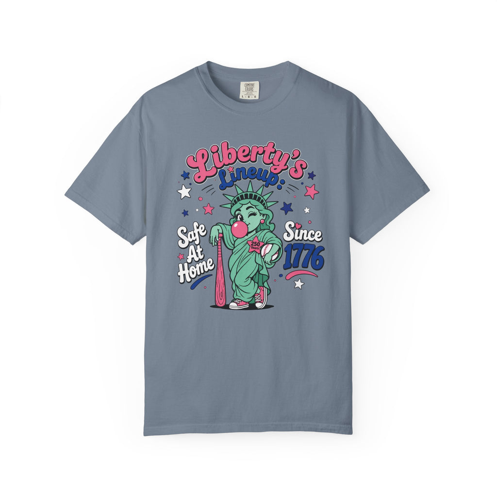 T-Shirt — "Liberty's Lineup" Statue of Liberty Funny 1776 Fourth of July Tee