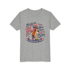 Youth Tee – 'Here for the Hot Dogs, Home Runs & Freedom' Patriotic 4th of July Baseball Shirt