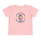 Retro Popcorn Toddler Tee — “Poppin’ Into Freedom” 250th Anniversary Patriotic Popcorn Graphic