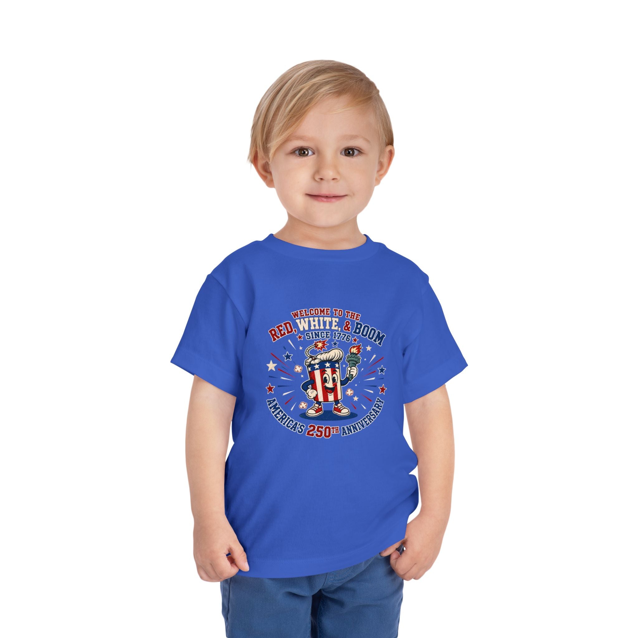 Toddler Tee - "Red, White & Boom" America's 250th Anniversary Patriotic Shirt