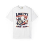 Liberty Hits Different T-Shirt — 1776–2026 Patriotic Statue of Liberty Baseball Tee