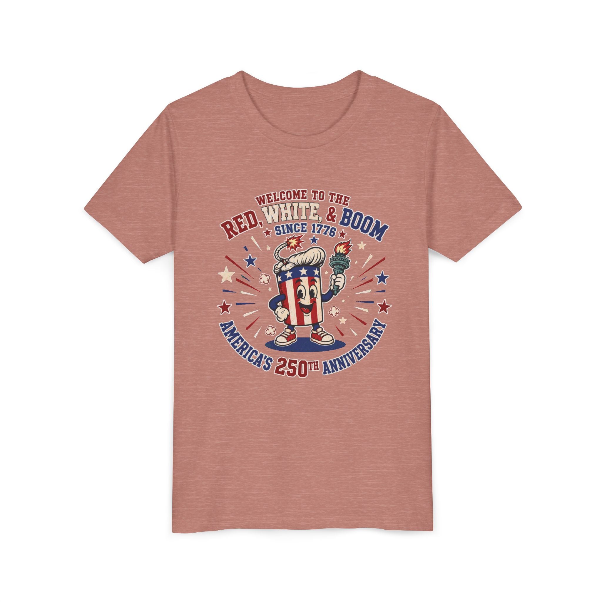 Youth Tee - "Red, White & Boom" America’s 250th Anniversary Patriotic Tee