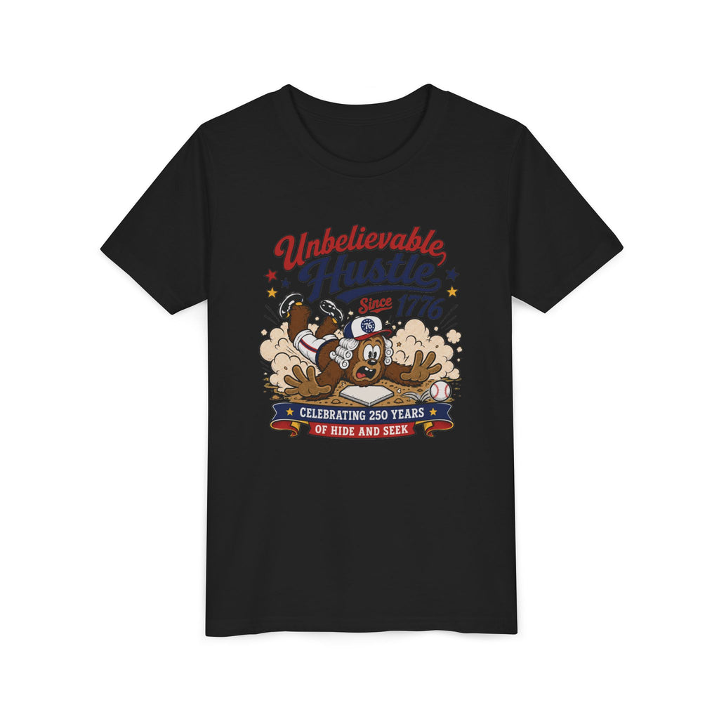 Youth Tee — "Unbelievable Hustle Since 1776" Patriotic Kids T-Shirt (Celebrating 250 Years)