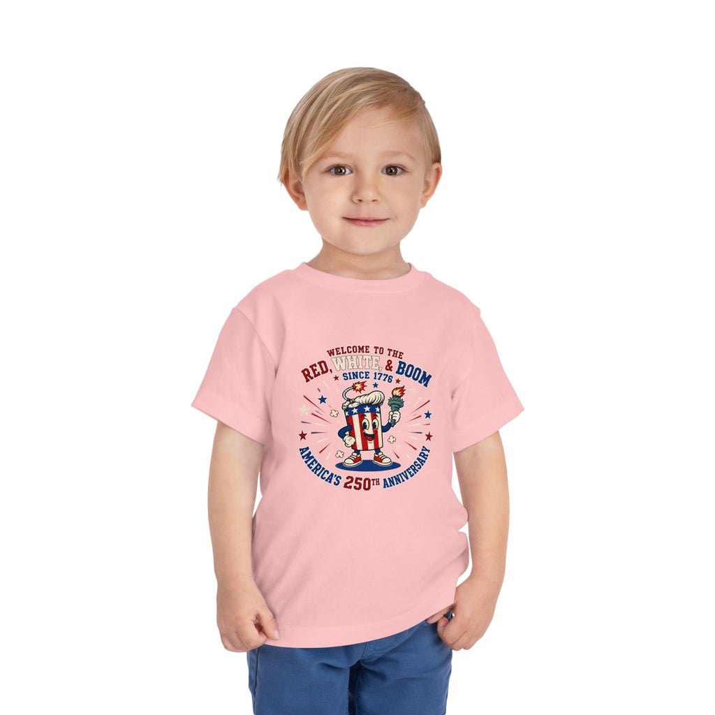 Toddler Tee - "Red, White & Boom" America's 250th Anniversary Patriotic Shirt