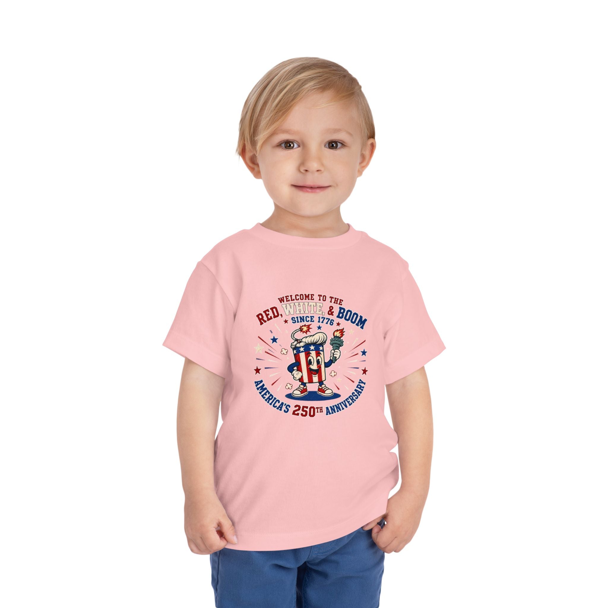 Toddler Tee - "Red, White & Boom" America's 250th Anniversary Patriotic Shirt