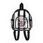 Clear Stadium Backpack — Transparent School & Game Day Bag with Front Logo Pocket